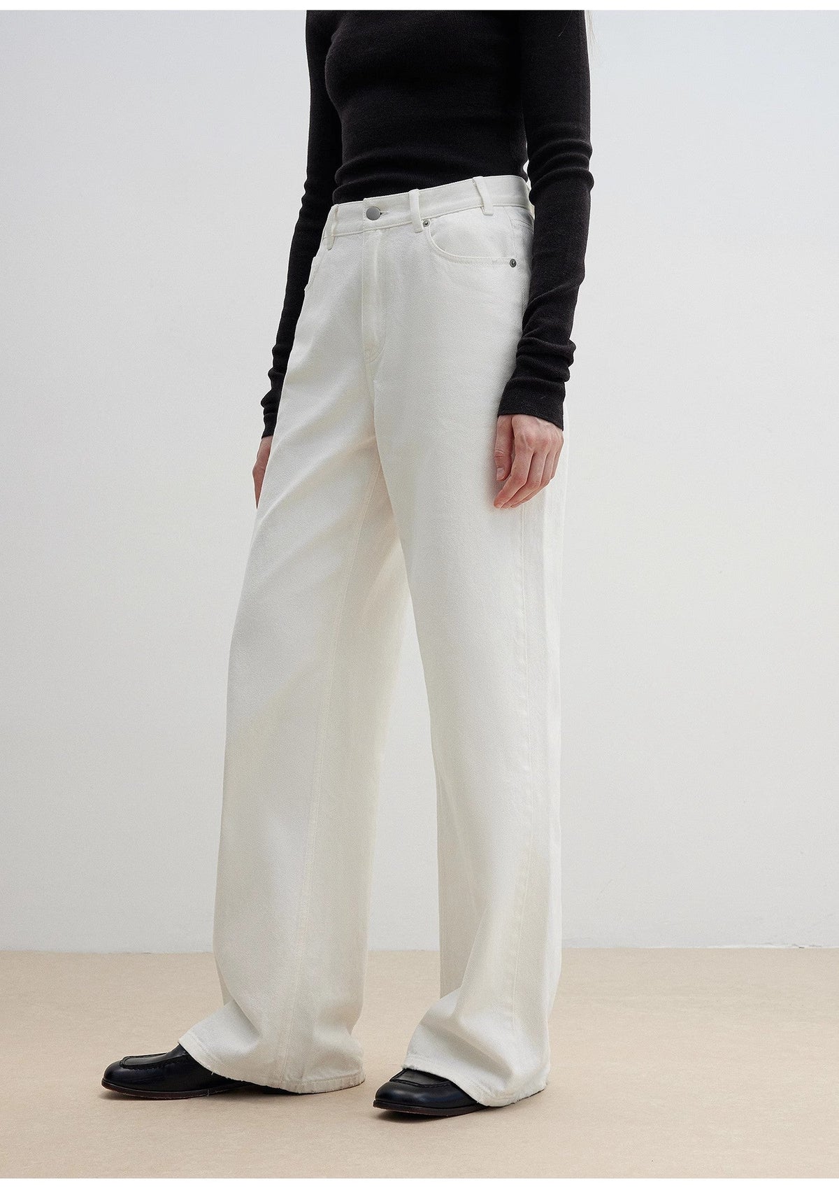 "Mint Flavor" High Waist Wide Leg Loose Washed Jeans Women-3
