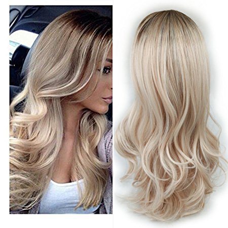 Long Curly Human Hair Wig with Bangs – European & American Style-0