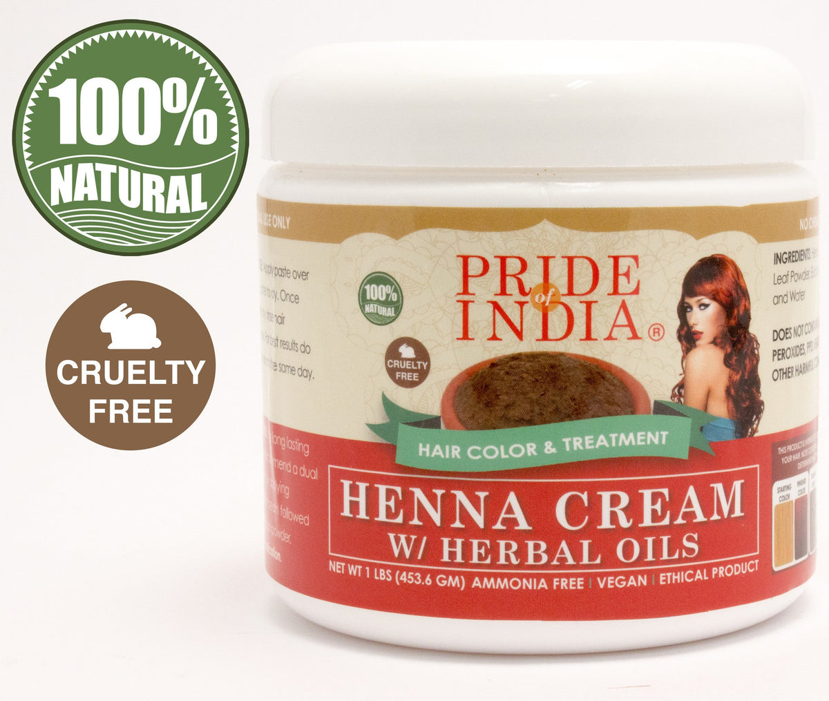 Herbal Henna Hair Color Cream - 100% Natural, 8 Oz (226.8gm) Jar-0