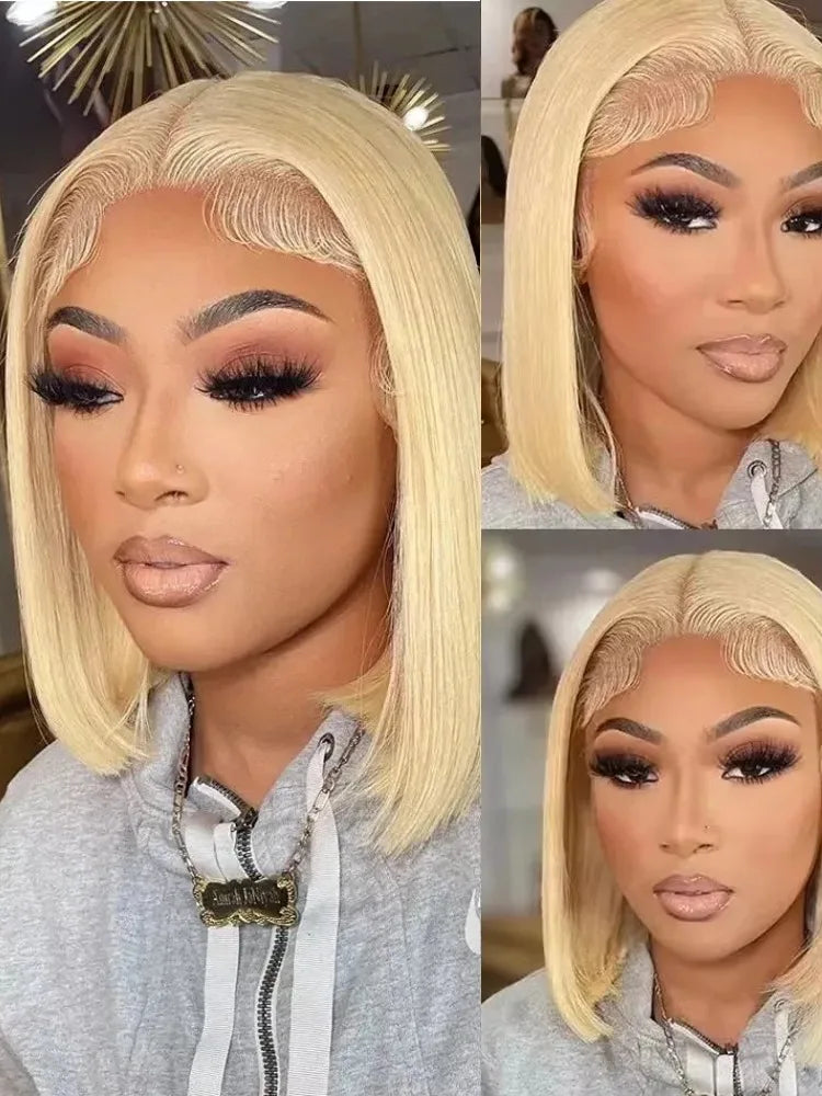 13x4 13x6 613 HD Blonde Bob Hair Wig Human Hair Lace Frontal Wig Brazilian Straight Bob Wig Lace Front Human Hair Wigs For Women-3