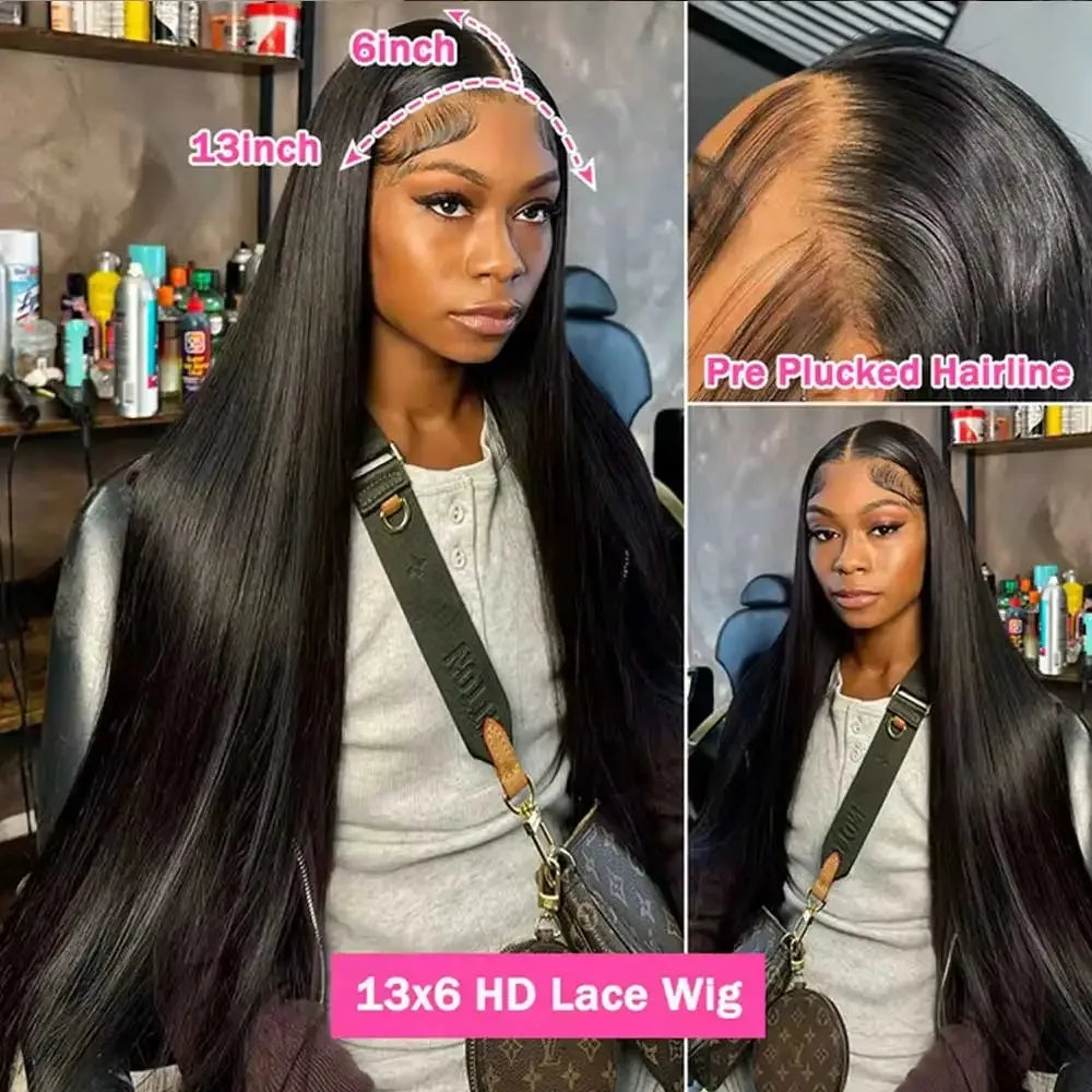 38Inch Straight Lace Front Wigs Human Hair 13x6 HD Lace Frontal Wig 4x4 Bone Straight Glueless Wig Pre Plucked For Women-2