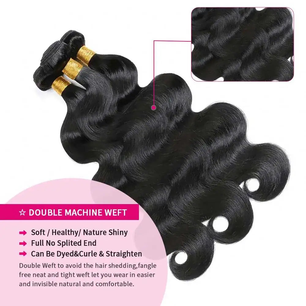 30 40 Inch Body Wave 1 3 4 Bundles Brazilian Remy Virgin Human Hair Wavy Double Bundles Weave Extensions-1