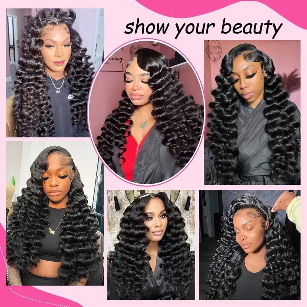 40 42 Inch Glueless Wig Loose Deep Wave Frontal Human Hair Wigs Wear and Go 13x4 13x6 HD Deep Curly Lace Front Human Hair Wigs-3
