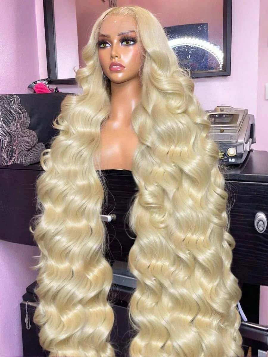 613  Human Hair Body Wave 13x6 Lace Front Wig  Blonde Lace Frontal Wigs for Women 250 Density Natural Hairline With Baby Hair-4