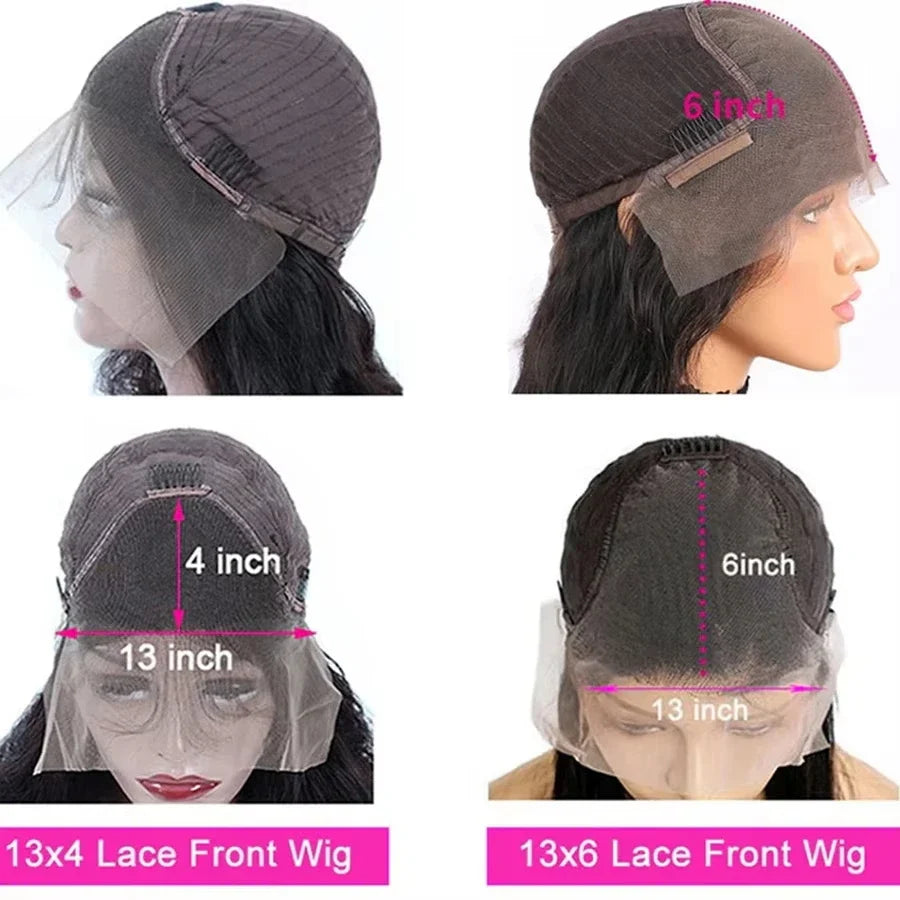 Natural Black Body Wave Remy Human Hair Wigs Lace Front Wig Pre Plucked Hairline 180% Density HD Transparent Lace Frontal Wig-4