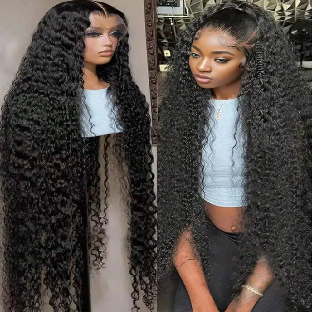 40 Inch Voluminous Deep Wave Human Hair Wig 250 High Density 13x4 13x6 HD Lace Frontal Durable Tangle Free Natural Real Hair Wigs for Women Daily Styling-2