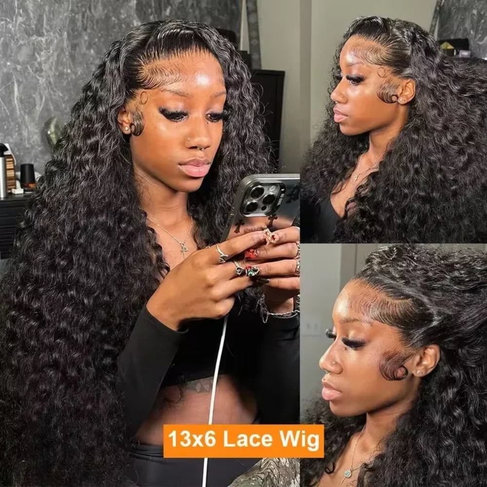 Premium 250 Density Deep Wave Human Hair Wigs 40 Inch Extra Long Natural Bouncy Texture 13x4 13x6 HD Lace Frontal Durable Versatile Women Wigs-3
