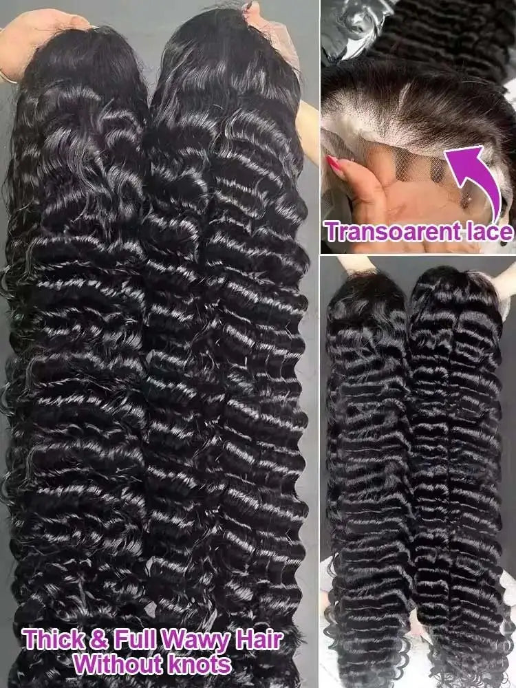 40 42 Inch Loose Deep Wave Frontal Wigs 250% 13x4 13x6 HD Lace Frontal Wigs For Women Remy Loose Deep Curly Human Hair Wigs-3