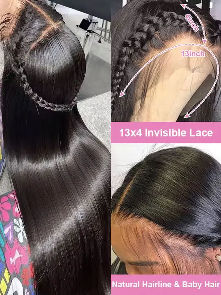40 42 Inch 13x4 13x6 HD Transparent Bone Straight Lace Front Wigs 250% Brazilian Human Hair Wigs 5x5 Glueless Lace Closure Wigs-1