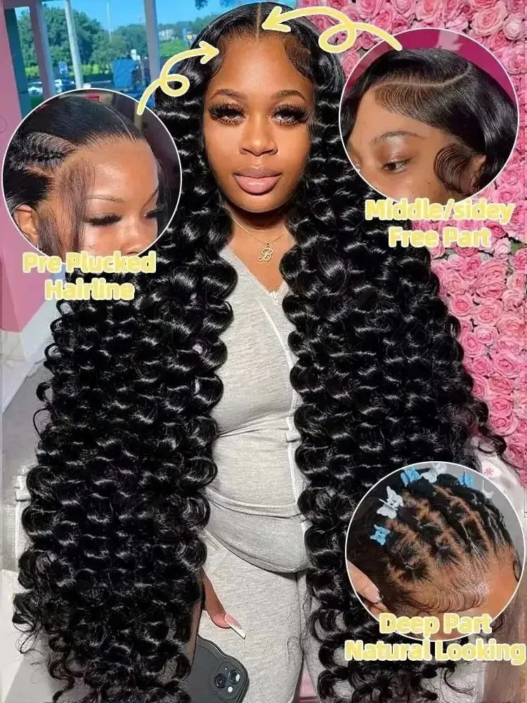 40 42 Inch Loose Deep Wave Frontal Wigs 250% 13x4 13x6 HD Lace Frontal Wigs For Women Remy Loose Deep Curly Human Hair Wigs-1