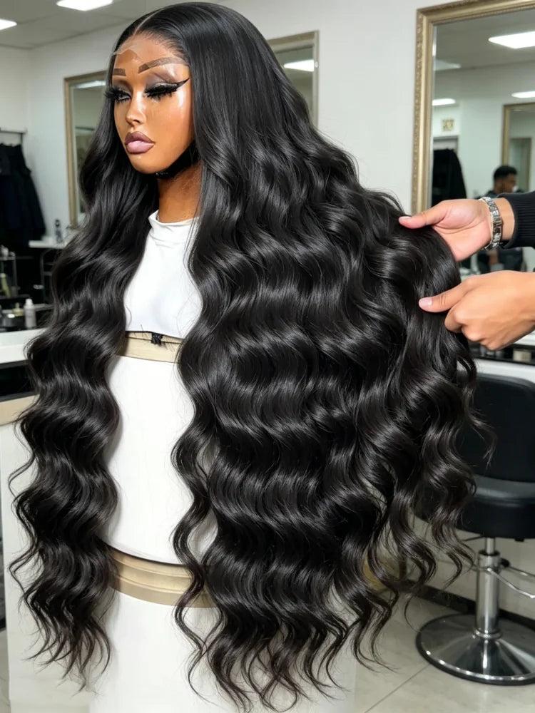 Brazilian Remy Human Hair Lace Front Wig Natural Black Body Wave 13x4 HD Transparent Lace Frontal Pre Plucked For Women-0