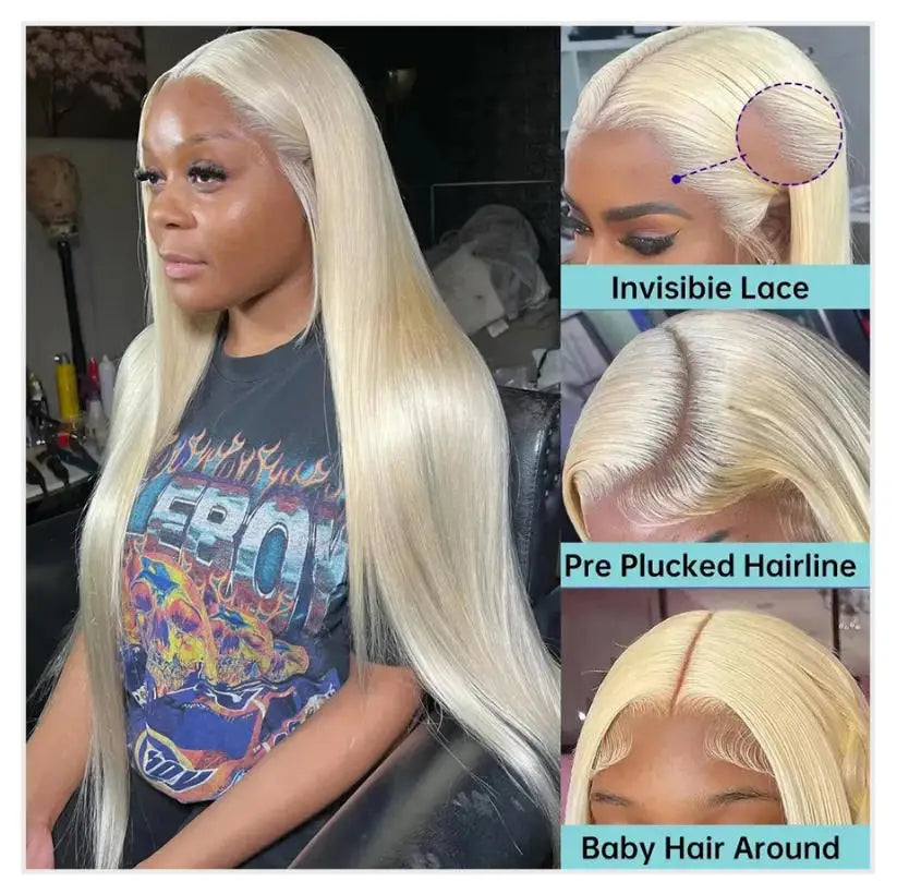 Silky 613 Blonde Bone Straight Human Hair Wig Dual 13x4&13x6 Invisible HD Lace Super Long Lengths-3