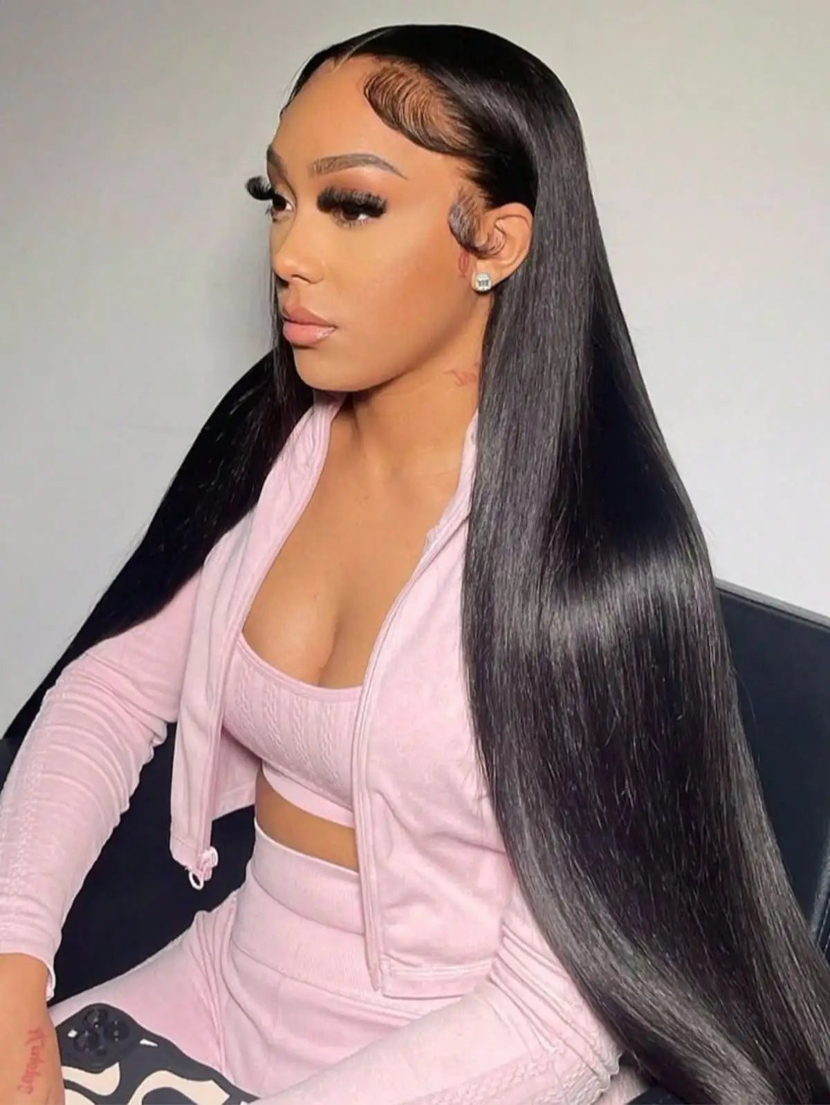 Lace Front Wigs Human Hair 42 Inch 12A Virgin Straight Human Hair Wig 200 Density Soft 13x6 Lace Front Wigs Human Hair Pre Plucked Invisilbe Hairline Glueless HD Frontal Wig Natural Black-3