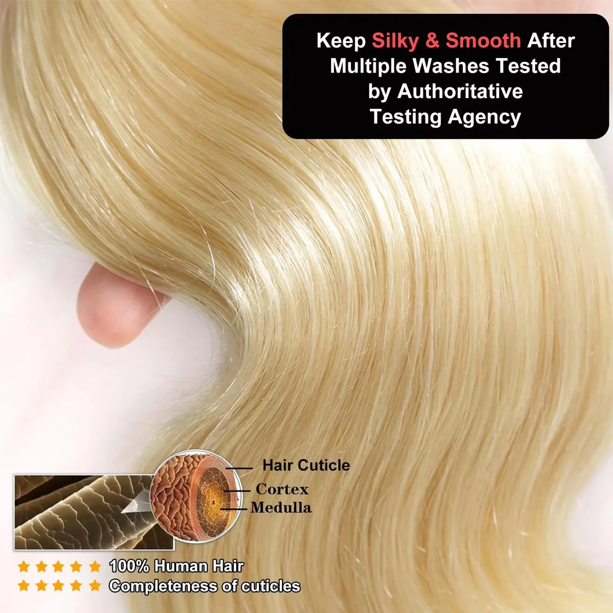 613 Blonde Bundles Body Wave Human Hair 22" 24" 26" 12A  613 Blonde Body Wave Human Hair 3/4 Bundles Unprocessed Virgin Vietnamese Human Hair Bundles-3