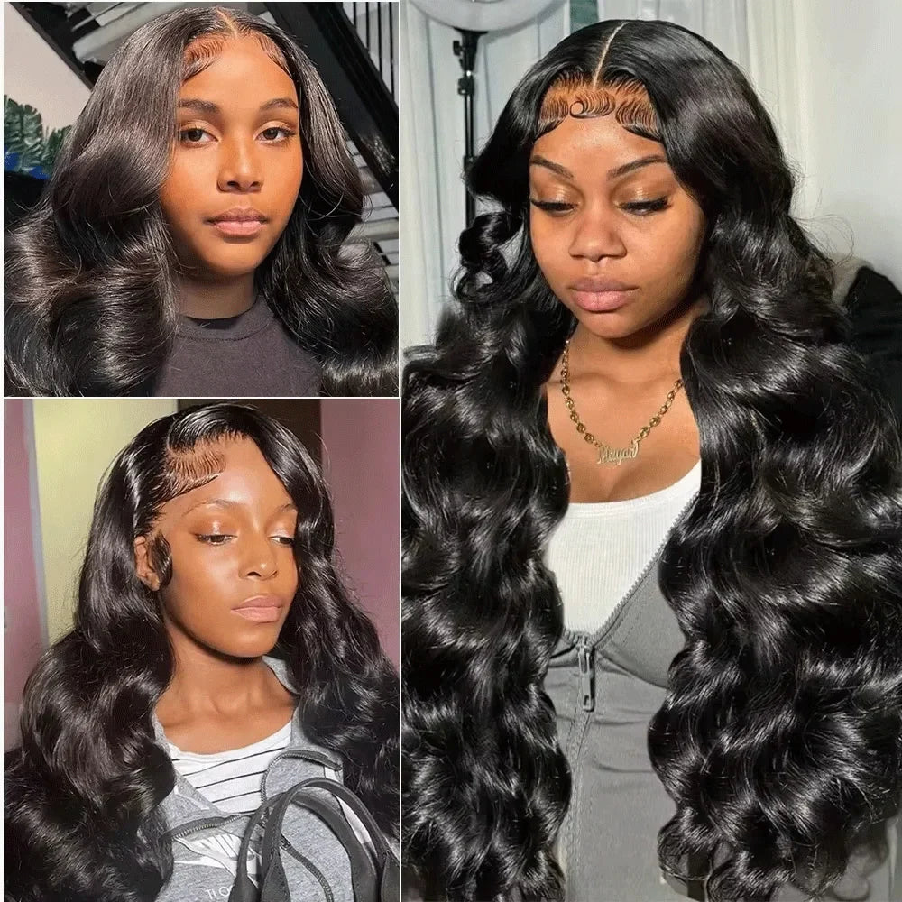 Body Wave 13x6 HD Transparent Lace Front Human Hair Wig 40 Inch Pre Plucked 220 Density 5x5 Glueless Lace Frontal Wigs for Women-3