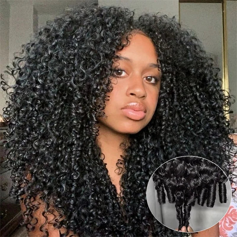 300 Density Burmese Curly Human Hair Wigs For Women 4C Afro Kinky Culry 3 IN 1 Half Wigs Human Hair Wigs 100% Human Hair On Sale-5