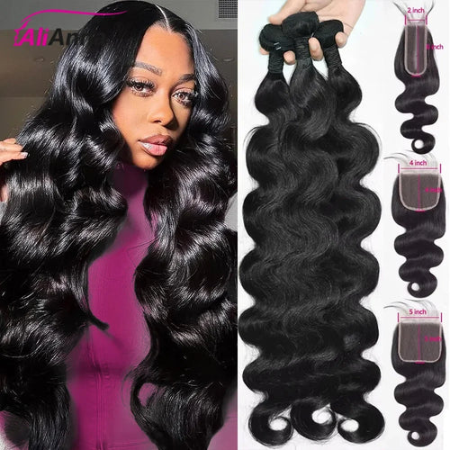 24 26 Inch Human Hair Bundles And Closure Body Wave Bundles With 4x4 Closure Raw Hair Bundles Human Hair 5x5 2x6 HD Lace Closure Brazilian Human Hair Bundles And Weaves Raw Hair Bundles Deals Transparent HD Lace Closure 100%-0