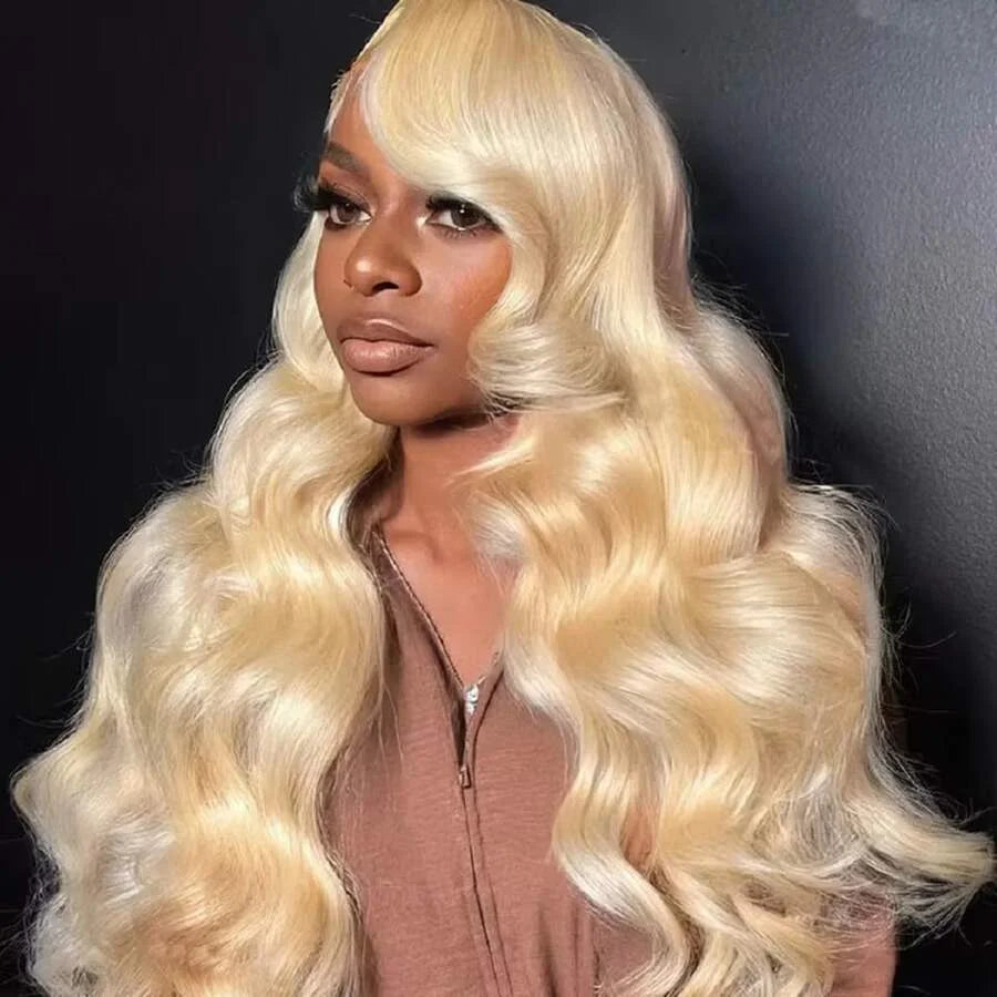 613  Human Hair Body Wave 13x6 Lace Front Wig  Blonde Lace Frontal Wigs for Women 250 Density Natural Hairline With Baby Hair-3
