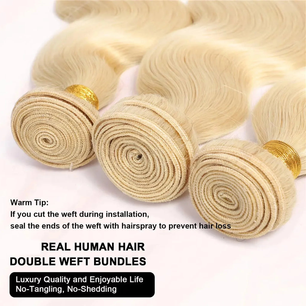 613 Blonde Bundles Body Wave Human Hair 22" 24" 26" 12A  613 Blonde Body Wave Human Hair 3/4 Bundles Unprocessed Virgin Vietnamese Human Hair Bundles-2