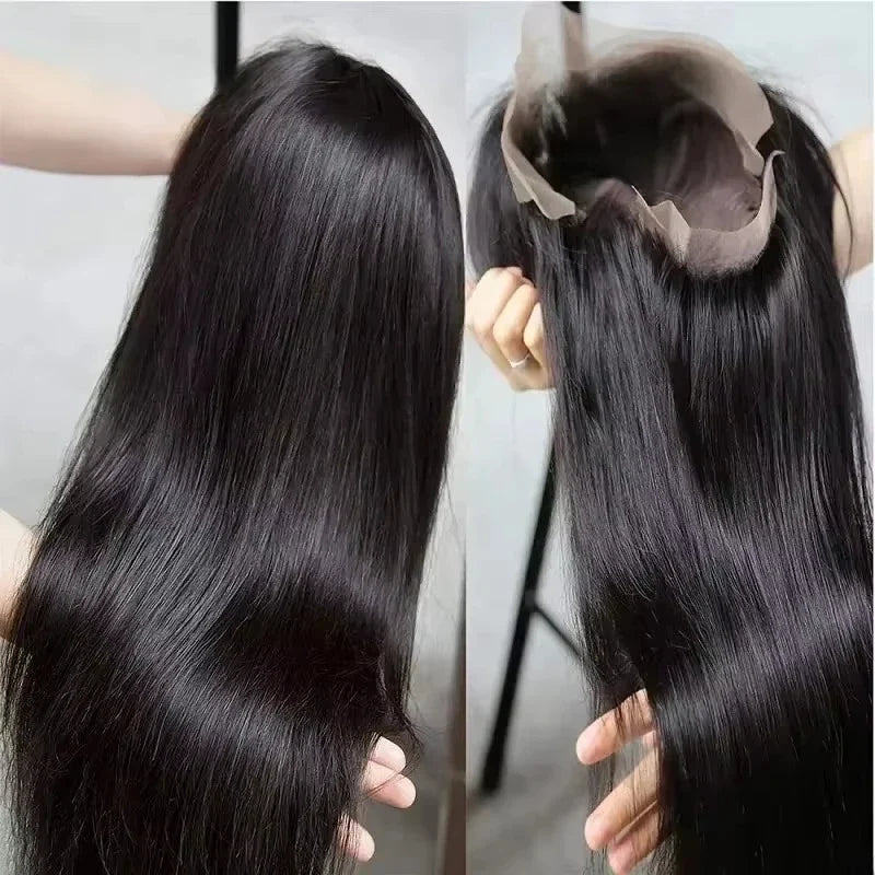 Human Hair Brazilian 4x4 Glueless Put on and go Wig 36 38 40 Inch 13x4 13x6 HD Transparent Bone Straight Lace Frontal Wigs-1