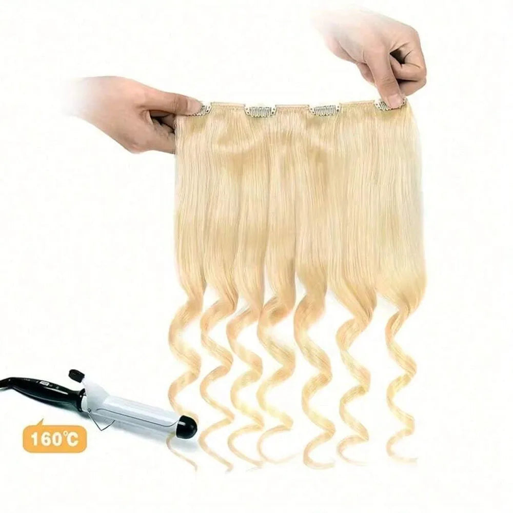 8pcs Clip In Hair Extensions Real Human Hair Clip Ins Human Hair Extension With 18 Clips Double Weft For Women Blonde Color #613-4