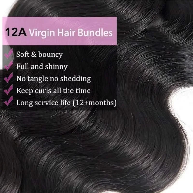 2 3 4 Pcs 14A Body Wave 100% Human Hair Bundles Brazilian Real Remy Weave Hair Unprocessed Raw Hair Bundles Extensions Natural Black-1
