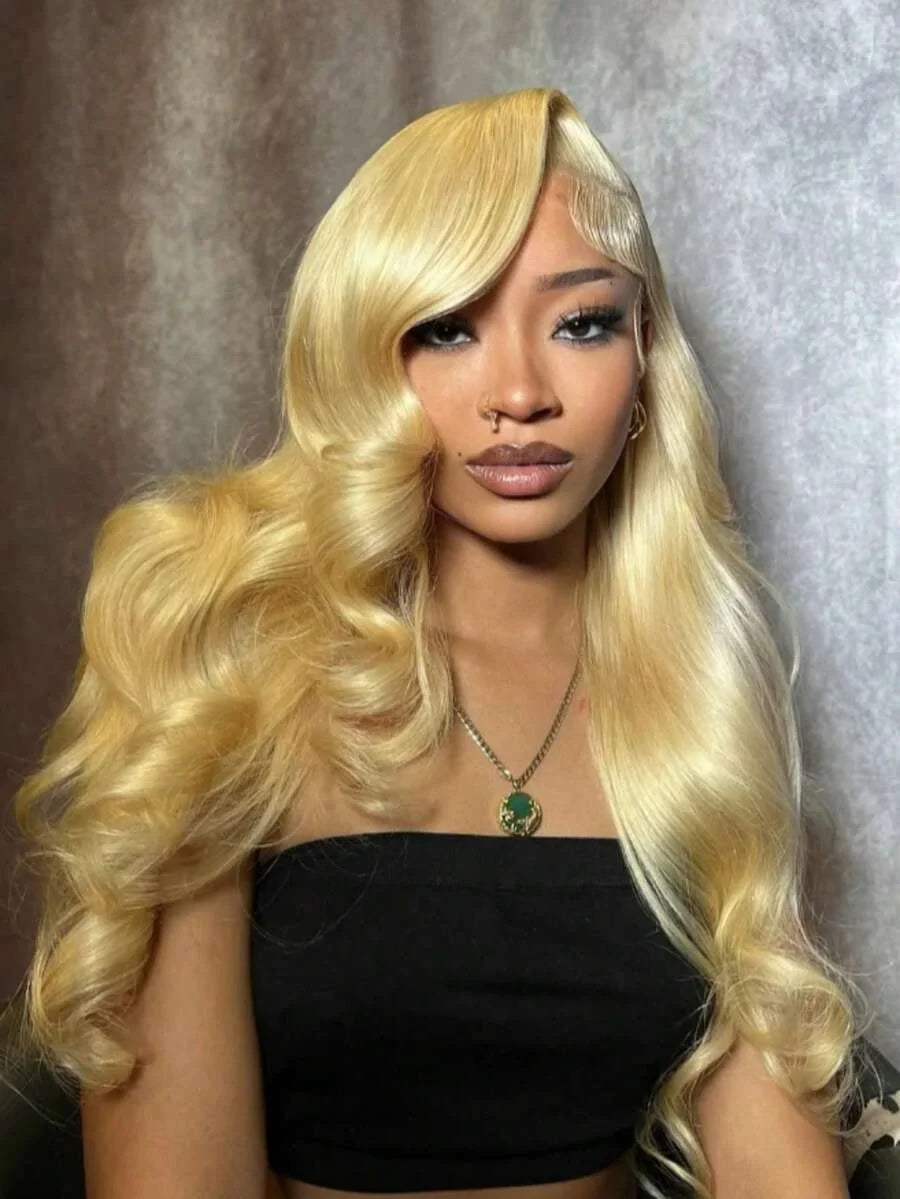 613  Human Hair Body Wave 13x6 Lace Front Wig  Blonde Lace Frontal Wigs for Women 250 Density Natural Hairline With Baby Hair-2