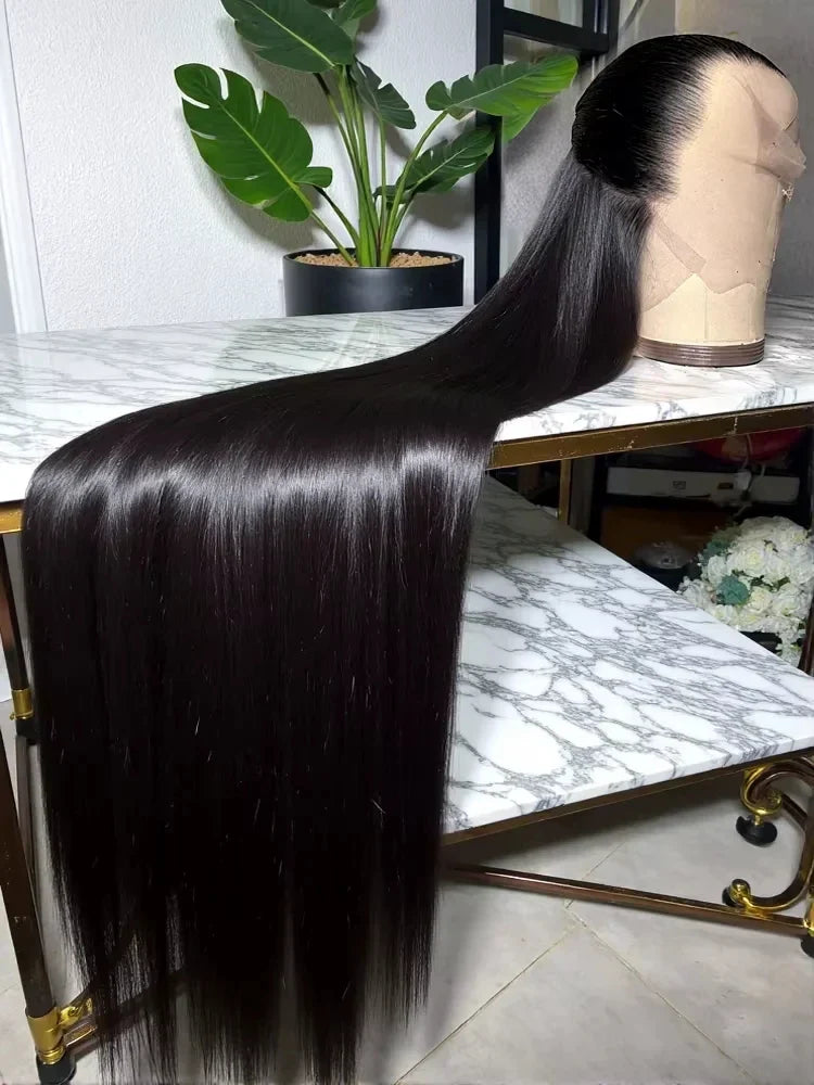 13x6 Lace Front Wigs Human Hair Pre Plucked Straight Human Hair Wig 200% Density HD Lace Frontal Wigs for Women Natural Black-0