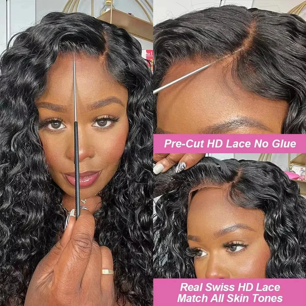 Glueless Wigs Human Hair Wear and Go Deep Wave 13x4 13x6 Lace Frontal Wig PrePlucked Curly Human Hair Ready To Wear 5x5 Lace Closure Wig Vietnamese Hair-2