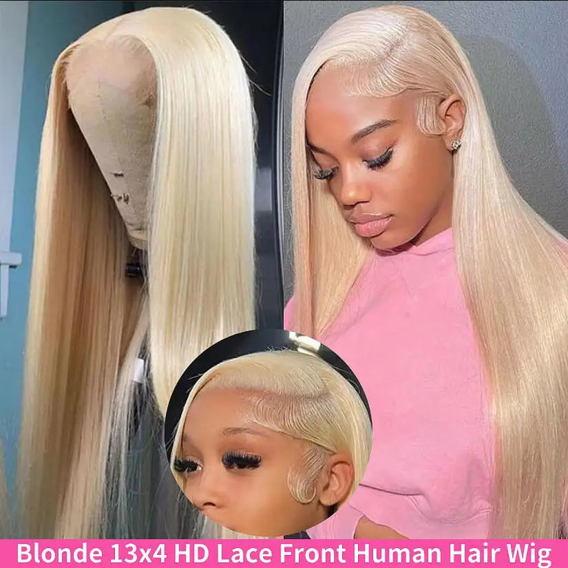 Silky 613 Blonde Bone Straight Human Hair Wig Dual 13x4&13x6 Invisible HD Lace Super Long Lengths-1