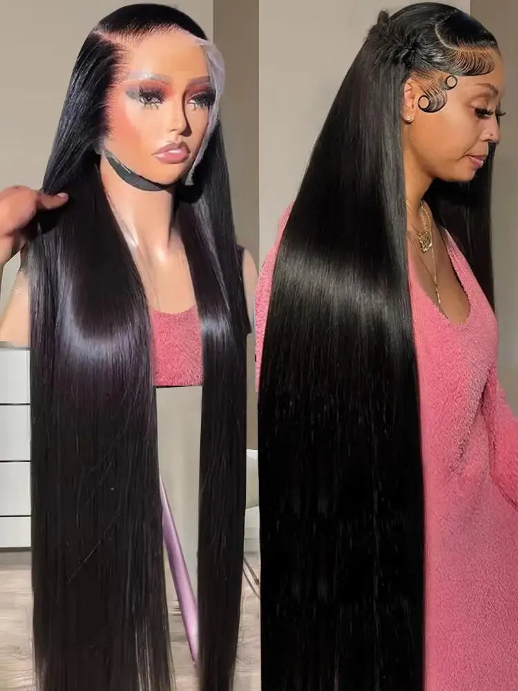 40 46 Inch 200 Density Frontal Wig For Black Women Brazilian Wigs Human Hair 5x5 Bone Straight HD Transparent Lace Front Wigs-3