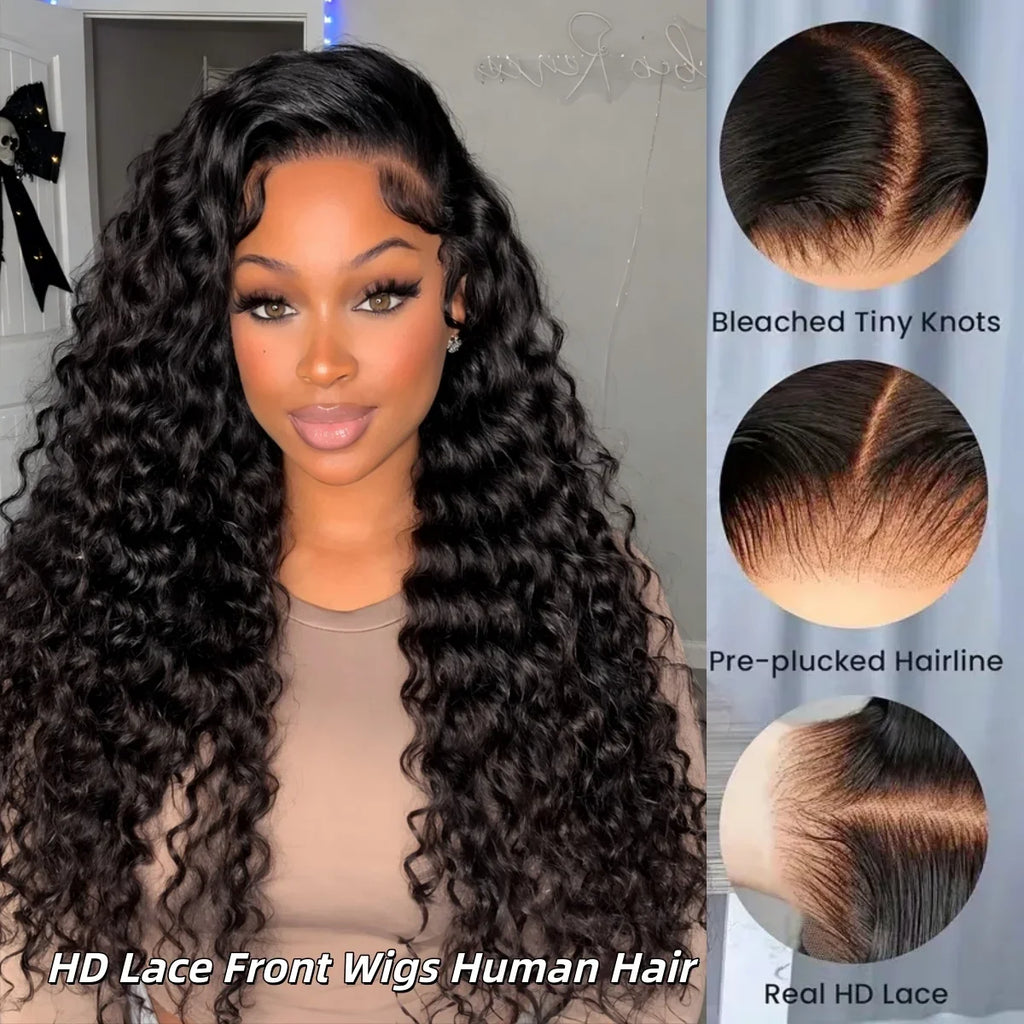 Deep Wigs Human Hair For Woman Burmese Curly Deep Wave Human Hair Wig 13x6 HD Lace Human Hair Wig on Clearance Sale-1