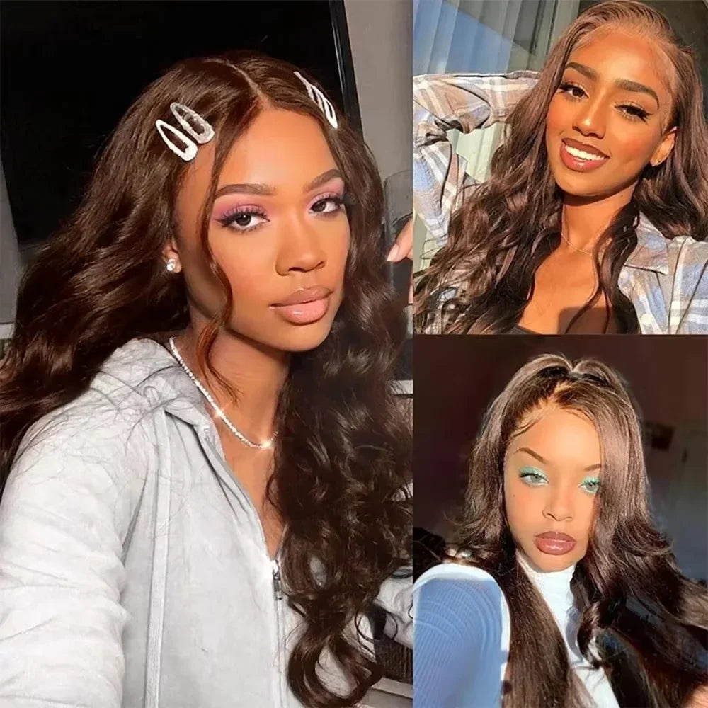 13x6 Chocolate Brown HD Lace Front Human Hair Wigs Body Wave Human Hair Wig 46 Inch 200Density Colored Human Hair Wigs For Women-1