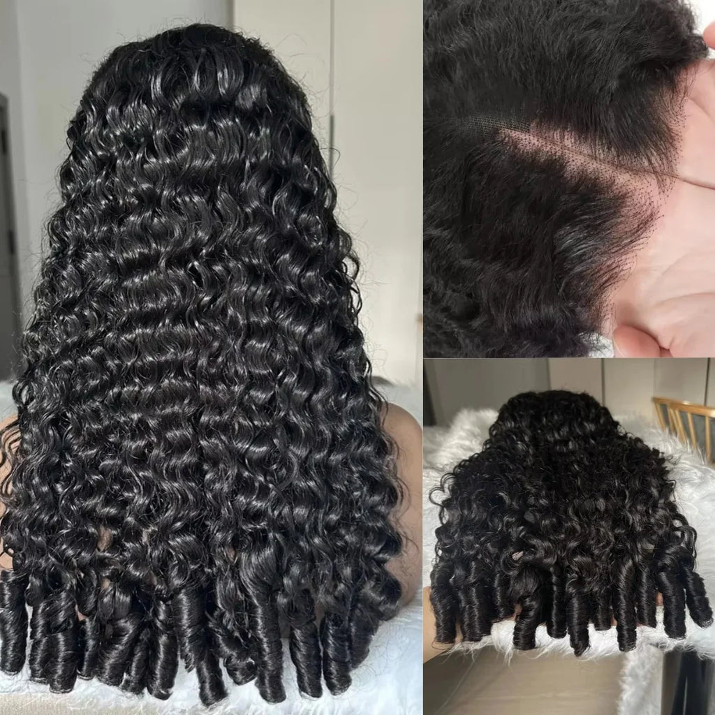 13x6 Burmese Curly Wig Lace Frontal 250% Density 13x4 HD Transparent Pre Plucked Virgin Human Hair Wigs-2