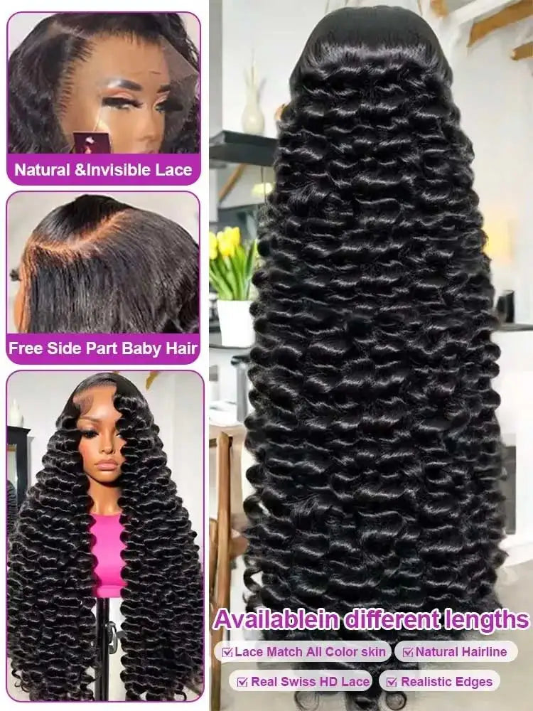 40 42 Inch Loose Deep Wave Frontal Wigs 250% 13x4 13x6 HD Lace Frontal Wigs For Women Remy Loose Deep Curly Human Hair Wigs-2