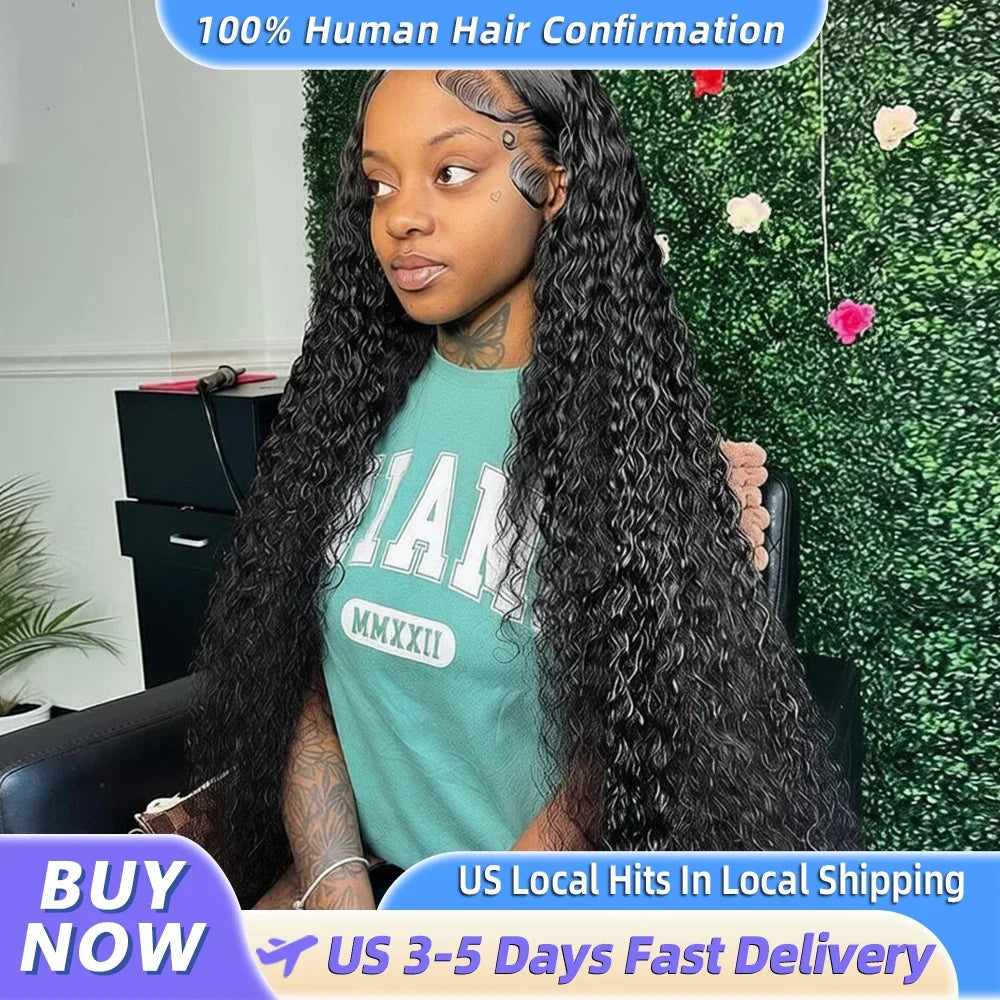 200% Real Density Curly ≥98% Human Hair Wigs 13x4 13x6 360 Hd Transparent Lace Front Wigs Deep Wave Lace Frontal Wig Water Wave-0