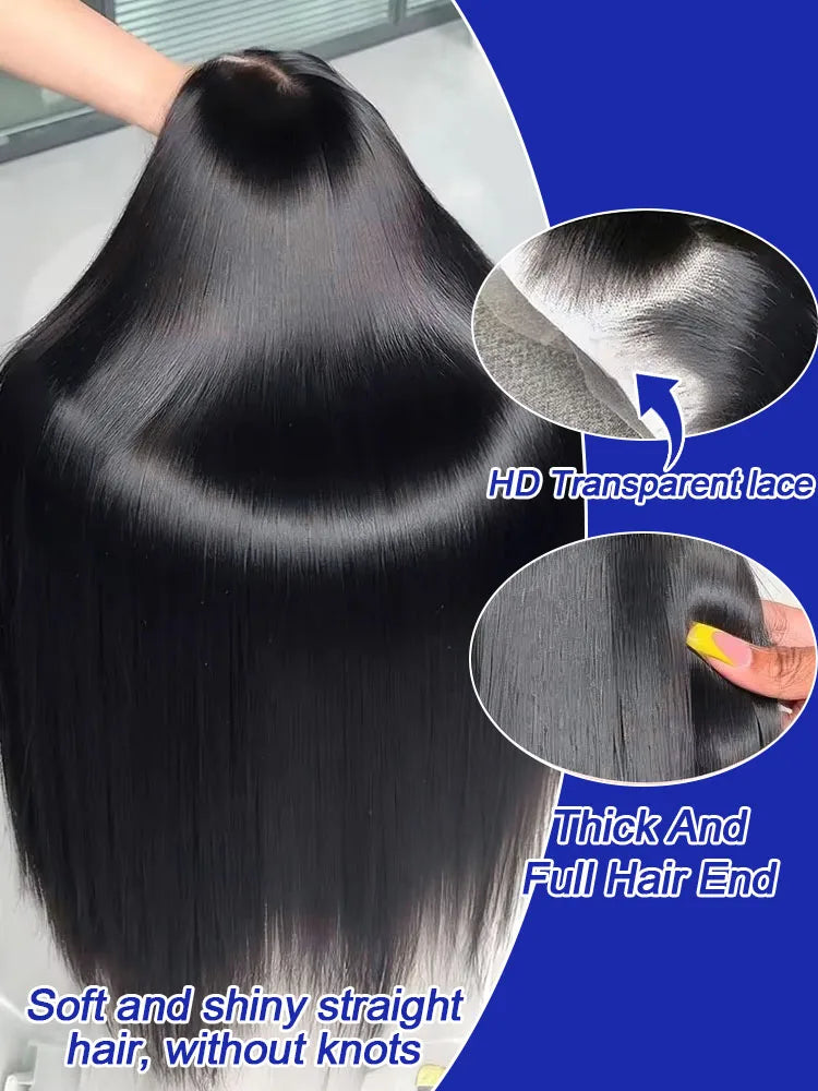 40 Inch Bone Straight Human Hair Wig 13x4 13x6 HD Transparent Lace Wigs Brazilian Full Lace Frontal Wig For Women 300% Density-1