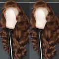 Chocolate Brown Body Wave 13x4 HD Lace Front Human Hair Wigs Pre Plucked Peruvian Glueless Lace Frontal Closure Wigs For Women-0