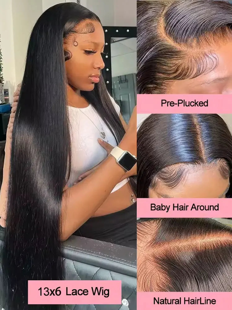 40 42 Inch 13x4 13x6 HD Transparent Bone Straight Lace Front Wigs 250% Brazilian Human Hair Wigs 5x5 Glueless Lace Closure Wigs-4