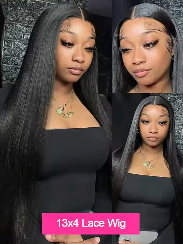 13x4 13x6 Hd Bone Straight Transparent Lace Front Wig Human Hair 40 Inch Pre Plucked Lace Frontal Wigs 250 Density-1