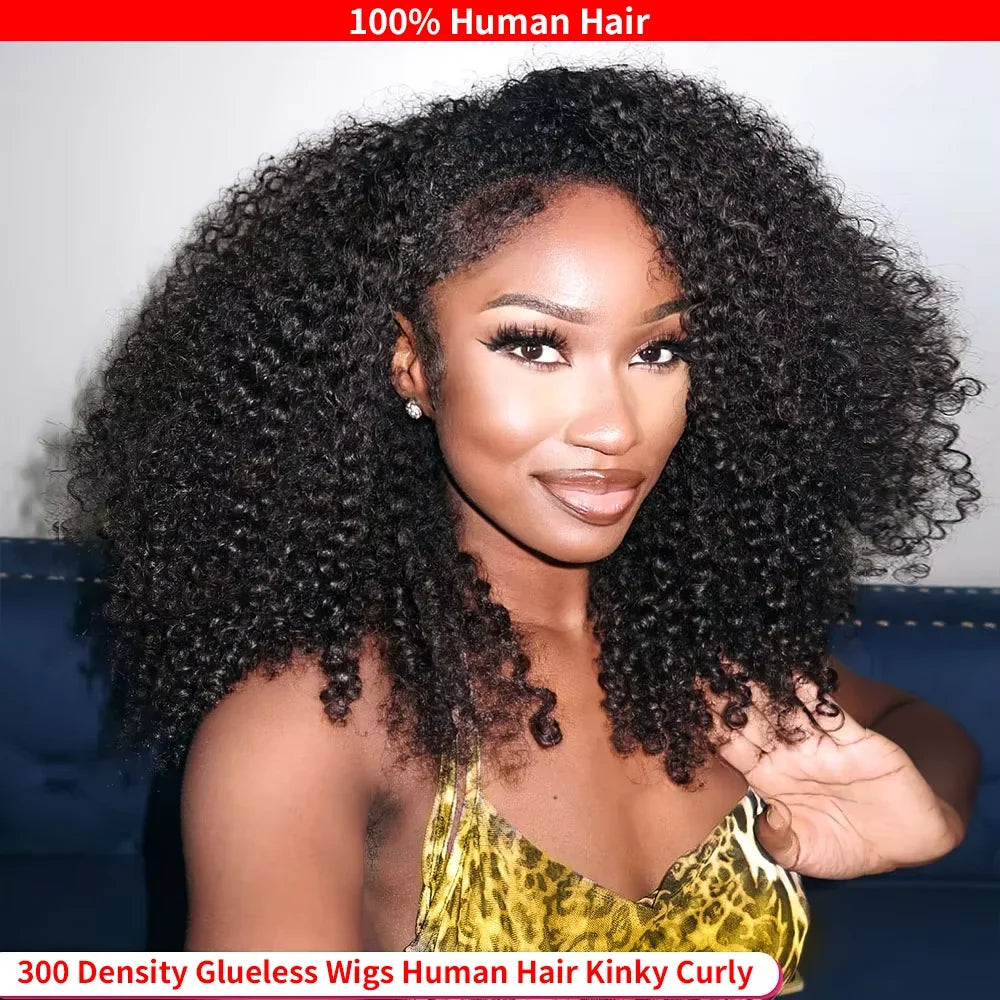 300 Density Burmese Curly Human Hair Wigs For Women 4C Afro Kinky Culry 3 IN 1 Half Wigs Human Hair Wigs 100% Human Hair On Sale-4