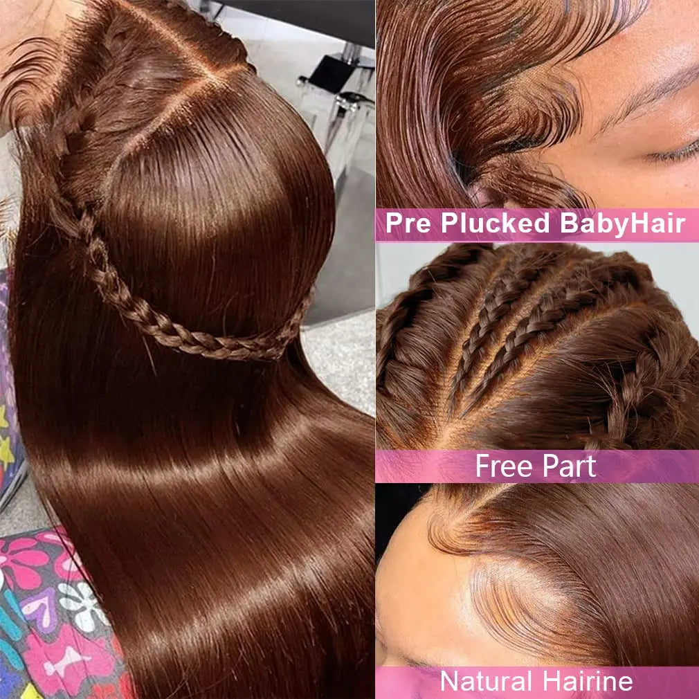 13x4 Chocolate Brown Lace Front Wigs Human Hair For Women 13x6 Hd Straight Lace Frontal Wig 4x4 5x5 Closure Human Hair Wig-2