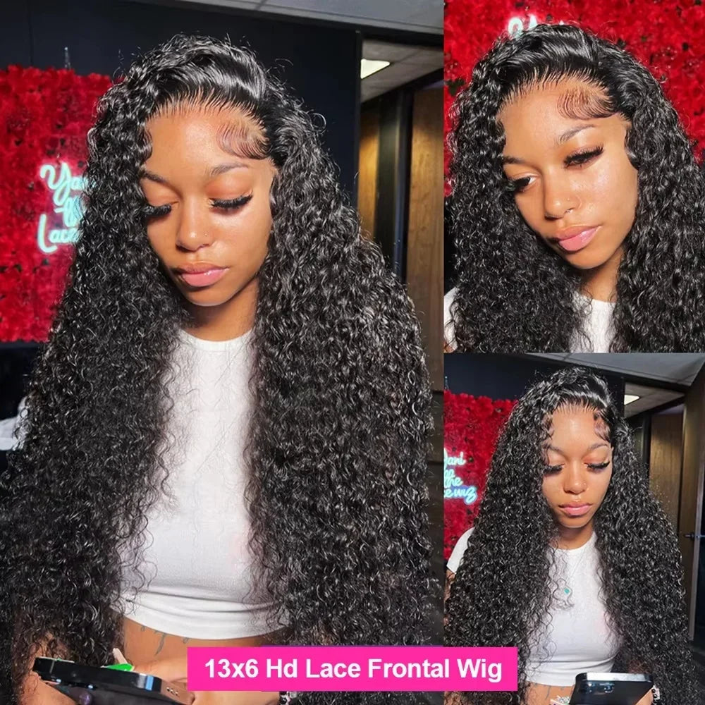 40 Inch Voluminous Deep Wave Human Hair Wig 250 High Density 13x4 13x6 HD Lace Frontal Durable Tangle Free Natural Real Hair Wigs for Women Daily Styling-1