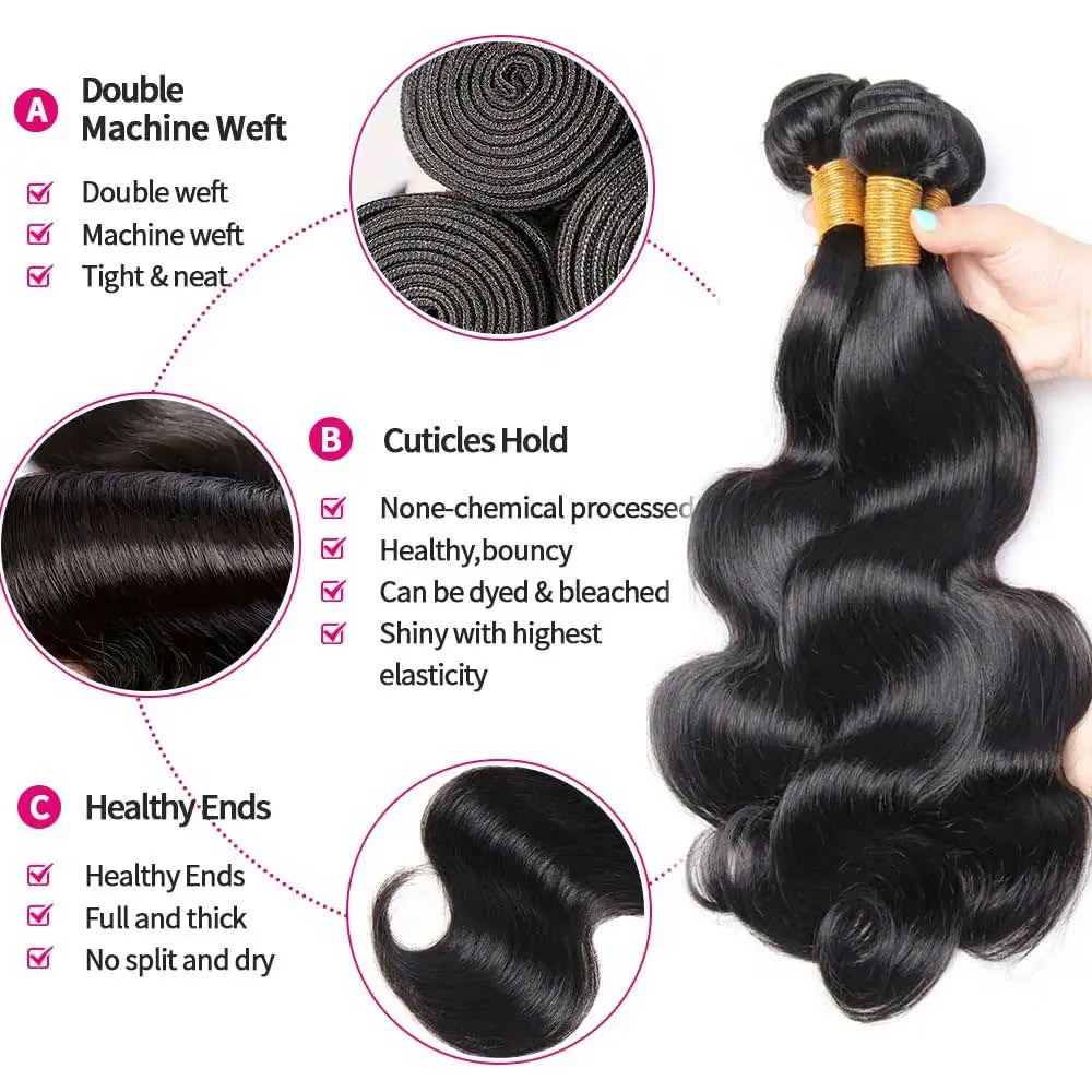30 40 Inch Body Wave 1 3 4 Bundles Brazilian Remy Virgin Human Hair Wavy Double Bundles Weave Extensions-2