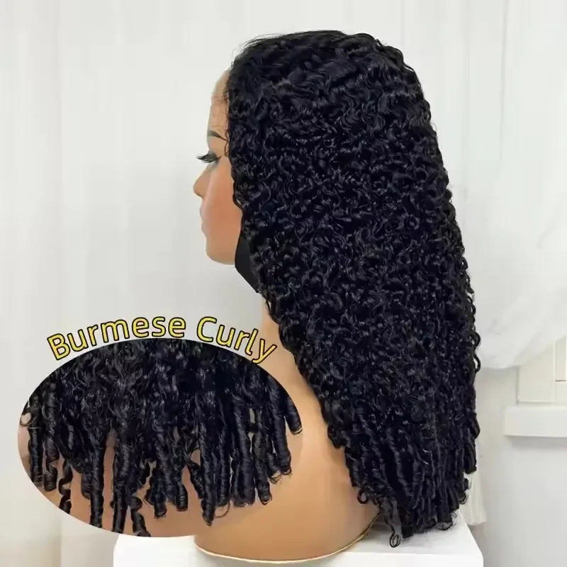 Burmese Curly Human Hair Wigs 220% Density 13x4 Lace Frontal Human Hair Wigs 30 40 Inch Natural Color 13x6 Hd Lace Front Wigs-4
