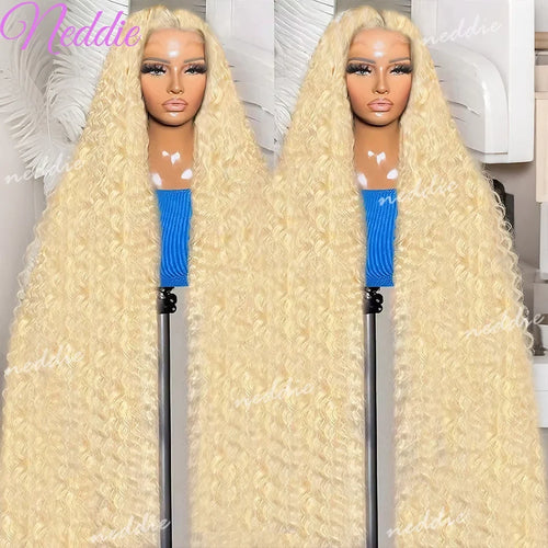 13x6 HD 613 Honey Blonde Deep Wave Lace Frontal Wigs 30 Inch Transparent Brazilian 13x4 Curly Colored Lace Front Human Hair Wigs-0