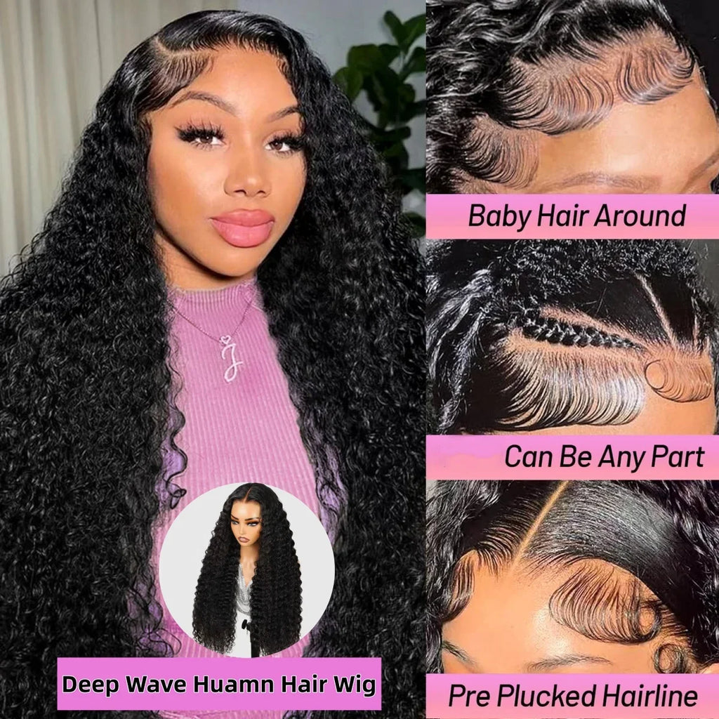 Deep Wigs Human Hair For Woman Burmese Curly Deep Wave Human Hair Wig 13x6 HD Lace Human Hair Wig on Clearance Sale-0