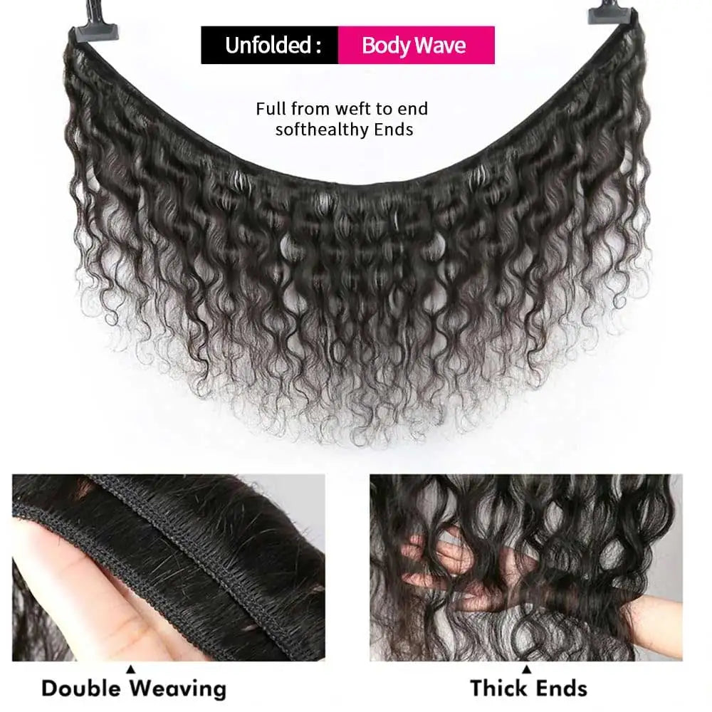 30 40 Inch Body Wave 1 3 4 Bundles Brazilian Remy Virgin Human Hair Wavy Double Bundles Weave Extensions-3