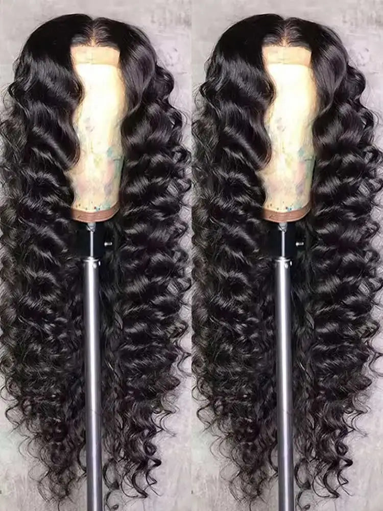 40 42 Inch HD Loose Deep Wave 13x6 Lace Front Human Hair Wigs Brazilian Curly Water Wavy 13x4 Lace Frontal Wigs For Women 250%-0