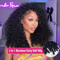 300 Density Burmese Curly Human Hair Wigs For Women 4C Afro Kinky Culry 3 IN 1 Half Wigs Human Hair Wigs 100% Human Hair On Sale-0